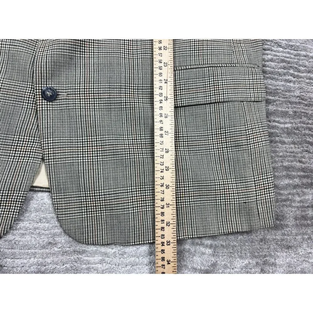Robert Stock Blazer Mens 48R Multicolor‎ Wool Houndstooth Jacket Sport Coat